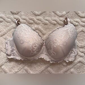 Women’s Apricot Floral Lace Underwire Bra - Hook & Eye Back Closure, Size 38D